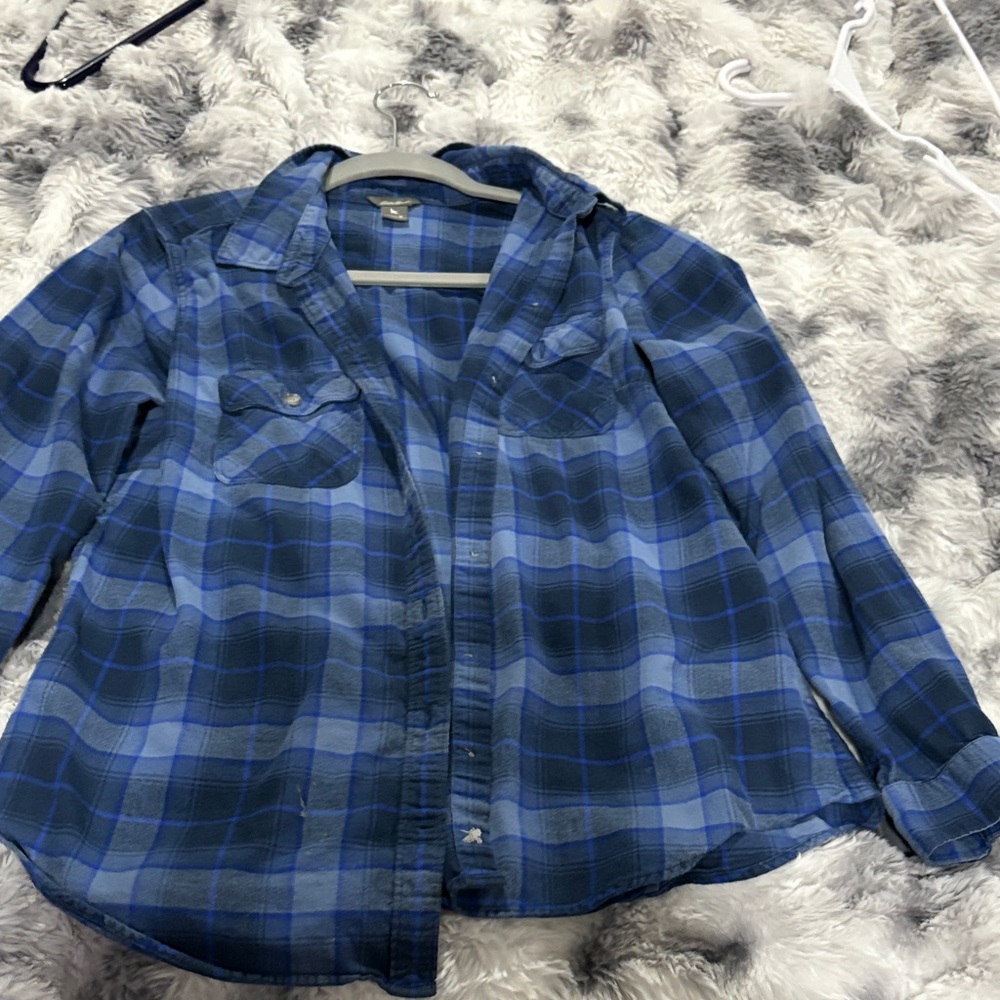 Eddie Bauer Navy Checkered Shirt